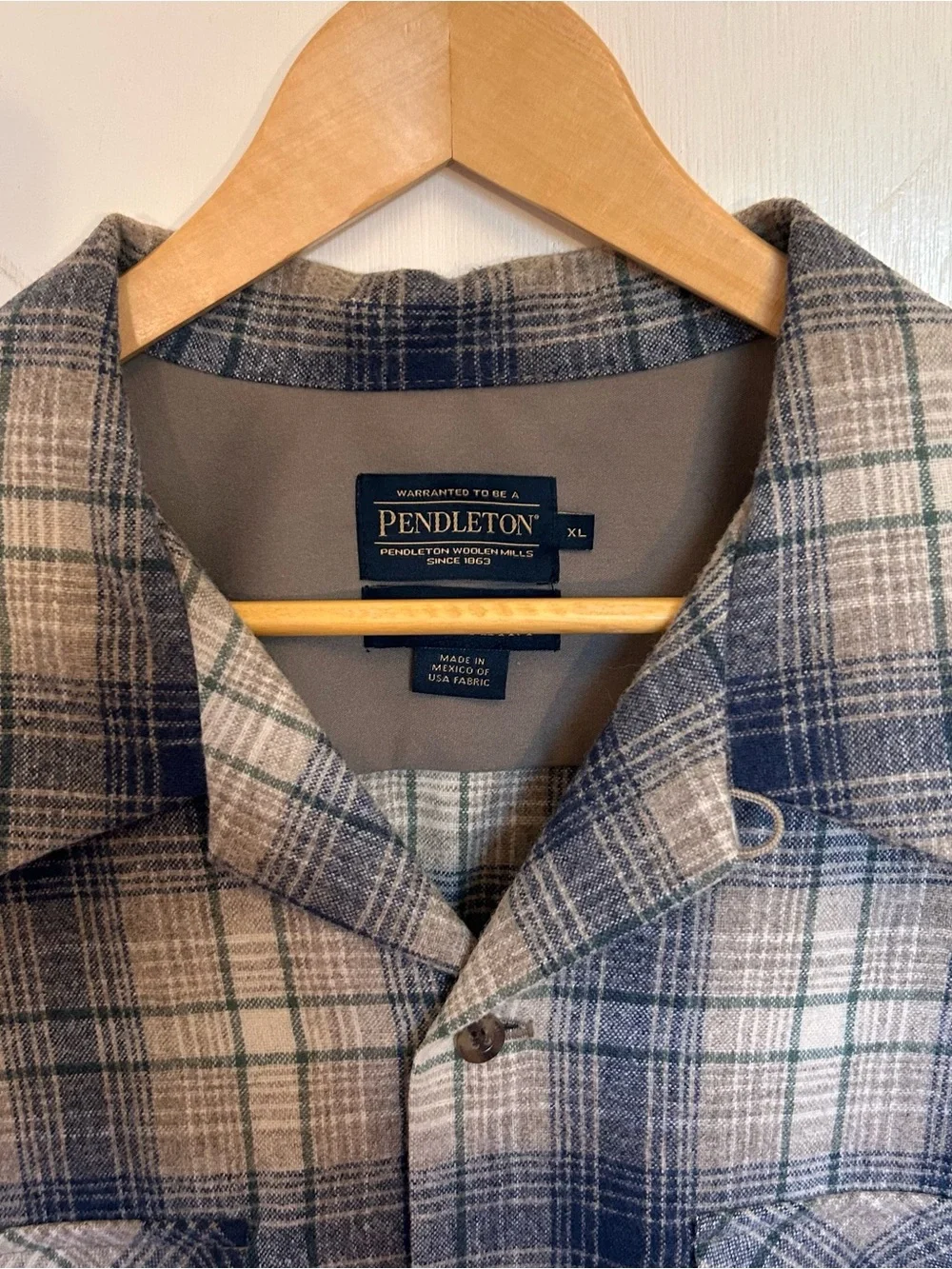 Pendleton Navy and Cream Plaid Button-Up Board Shirt - Picture 3 of 13